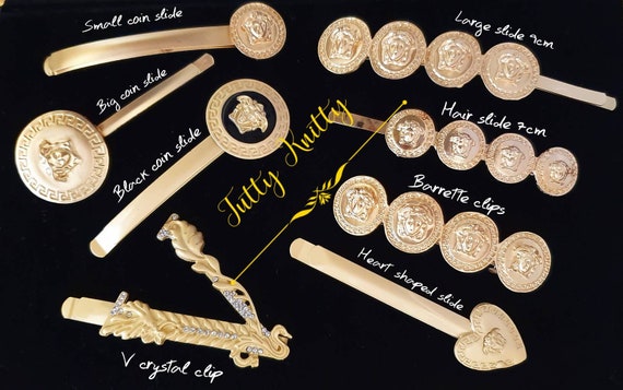New Gold Hair Clips With Coins Golden Medusa Barrettekorean Etsy