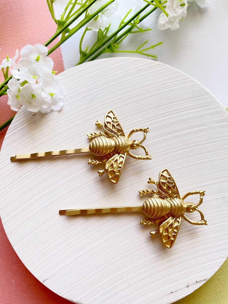 2 Pack Golden Bee Hair Clips Honey Bee Hair Slides Korean Etsy Australia
