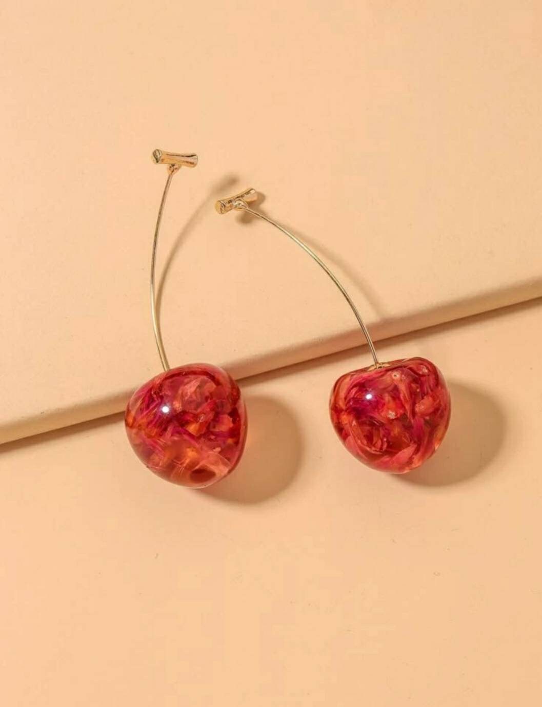 3D red cherry dangle earrings fruits dangle earrings | Etsy