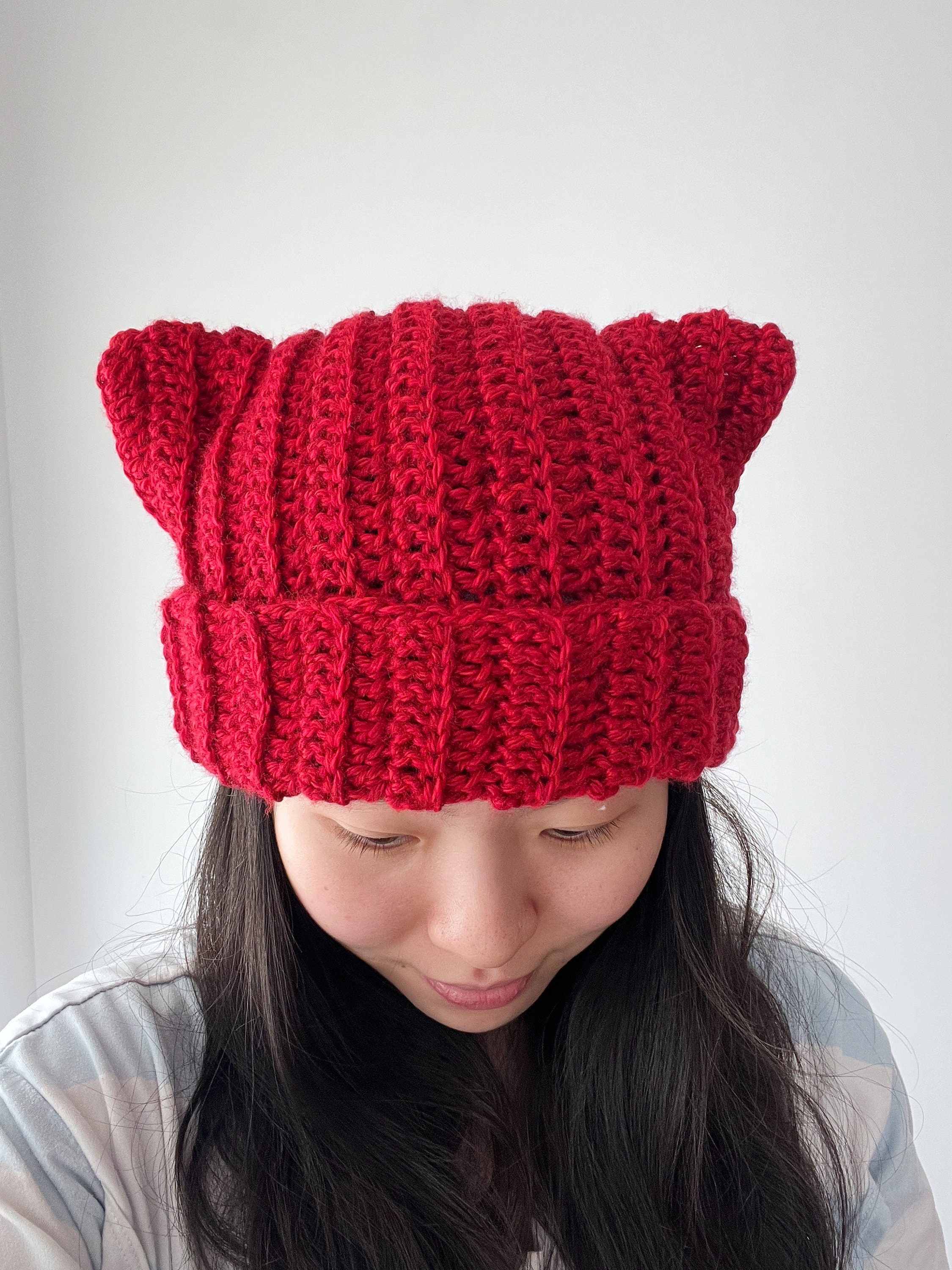 Crochet Cat Ear Beanie Kitten Head Hat 