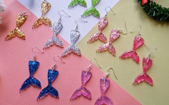 Alloy Ornate Mermaid Tail Earrings For Stretched Ears