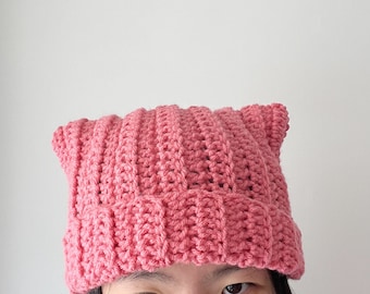 Crochet cat ear beanie | kitten head hat | cat ear hat | trendy women hat with cat ears | trendy y2k | cat lover | stretchy cat hat
