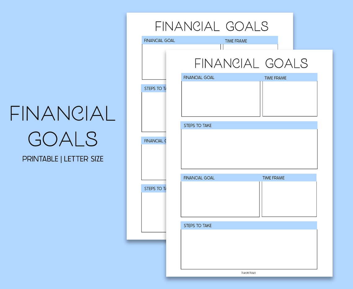 Financial Goals Planner Printable Financial Goal Plan Etsy Denmark