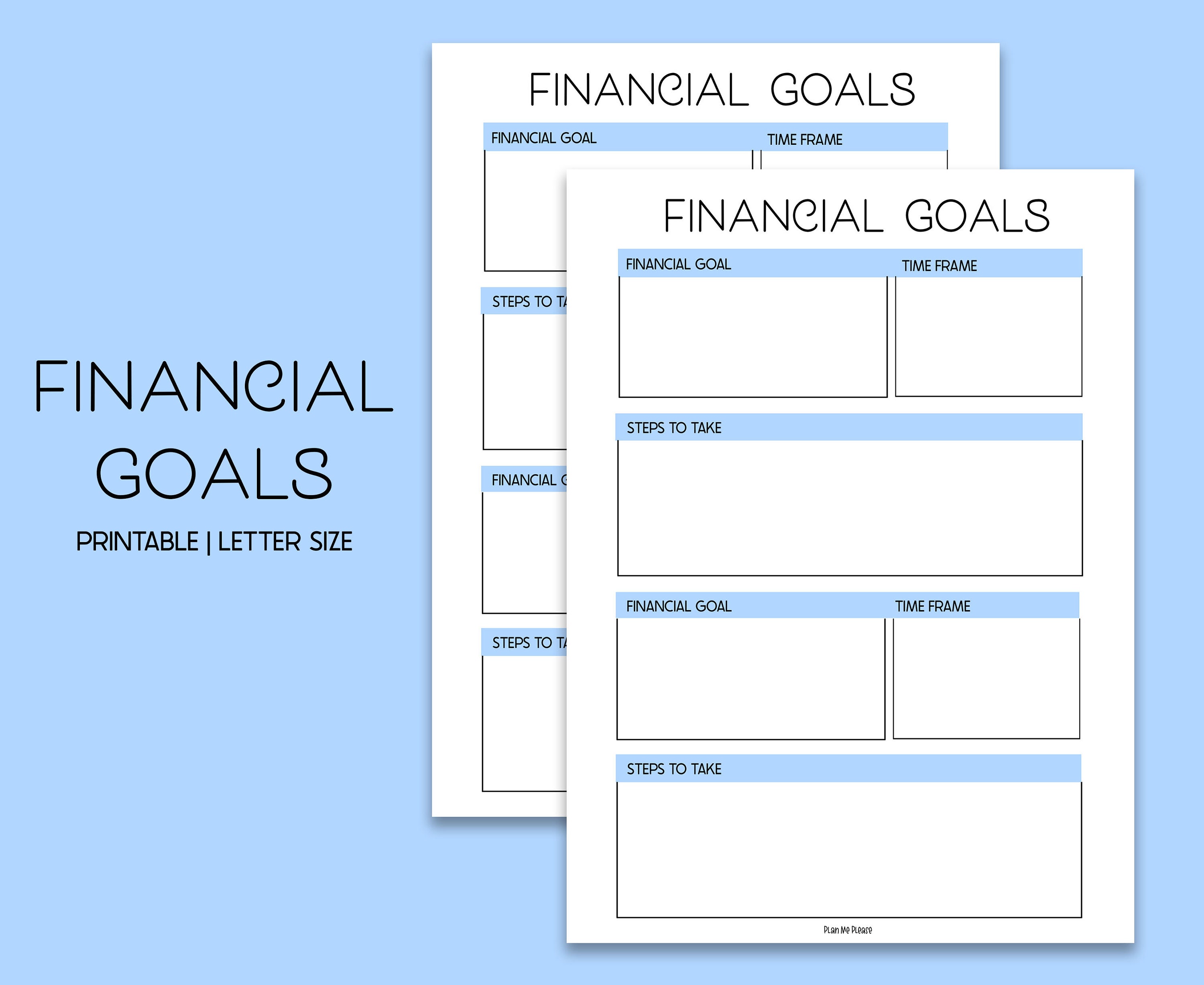 Financial Goals Planner Printable Financial Goal Plan Etsy