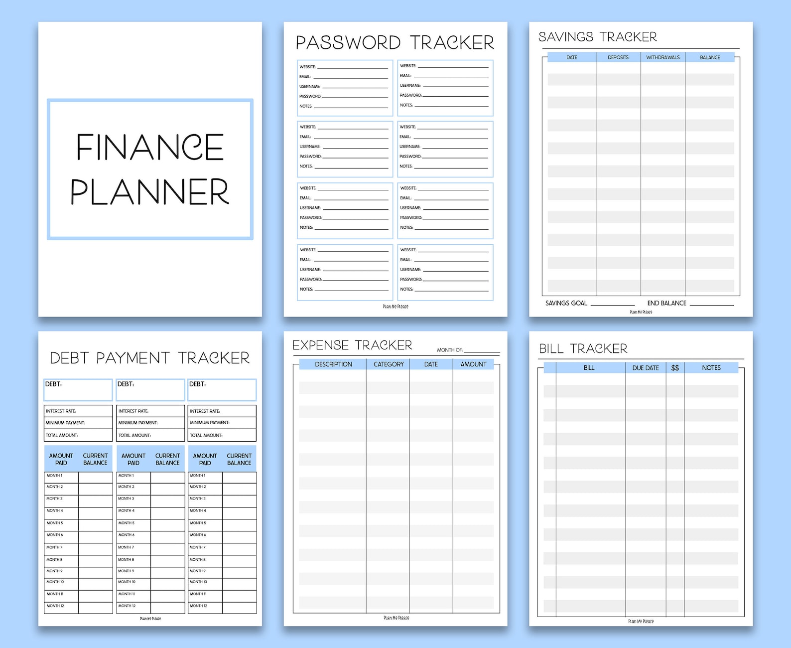 Finance planner printable