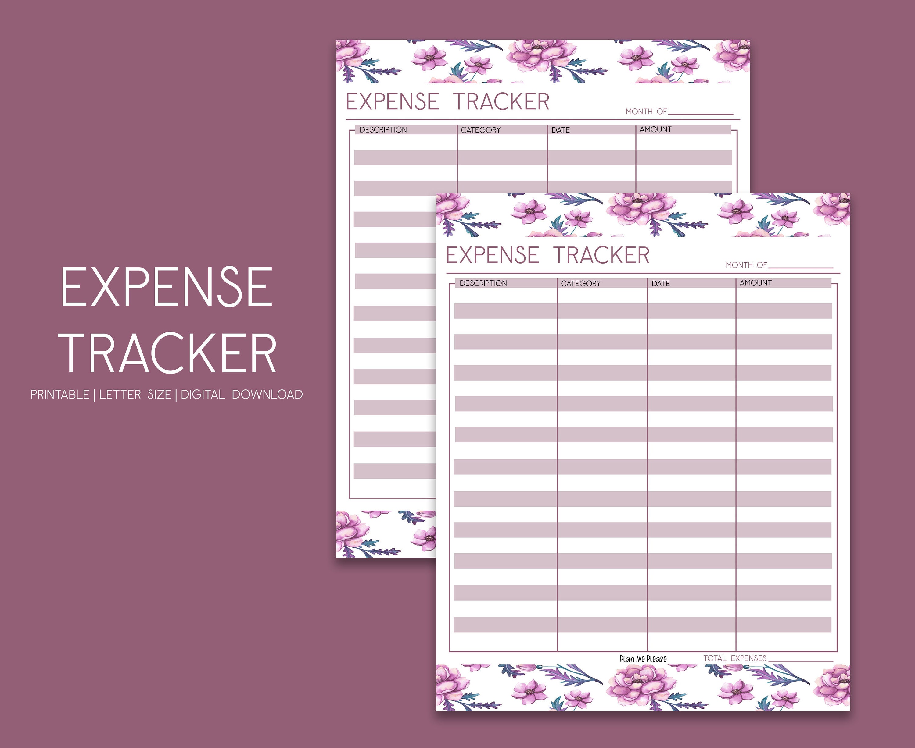 Printable Expense Tracker List of Expenses A4 8.5x11 Etsy
