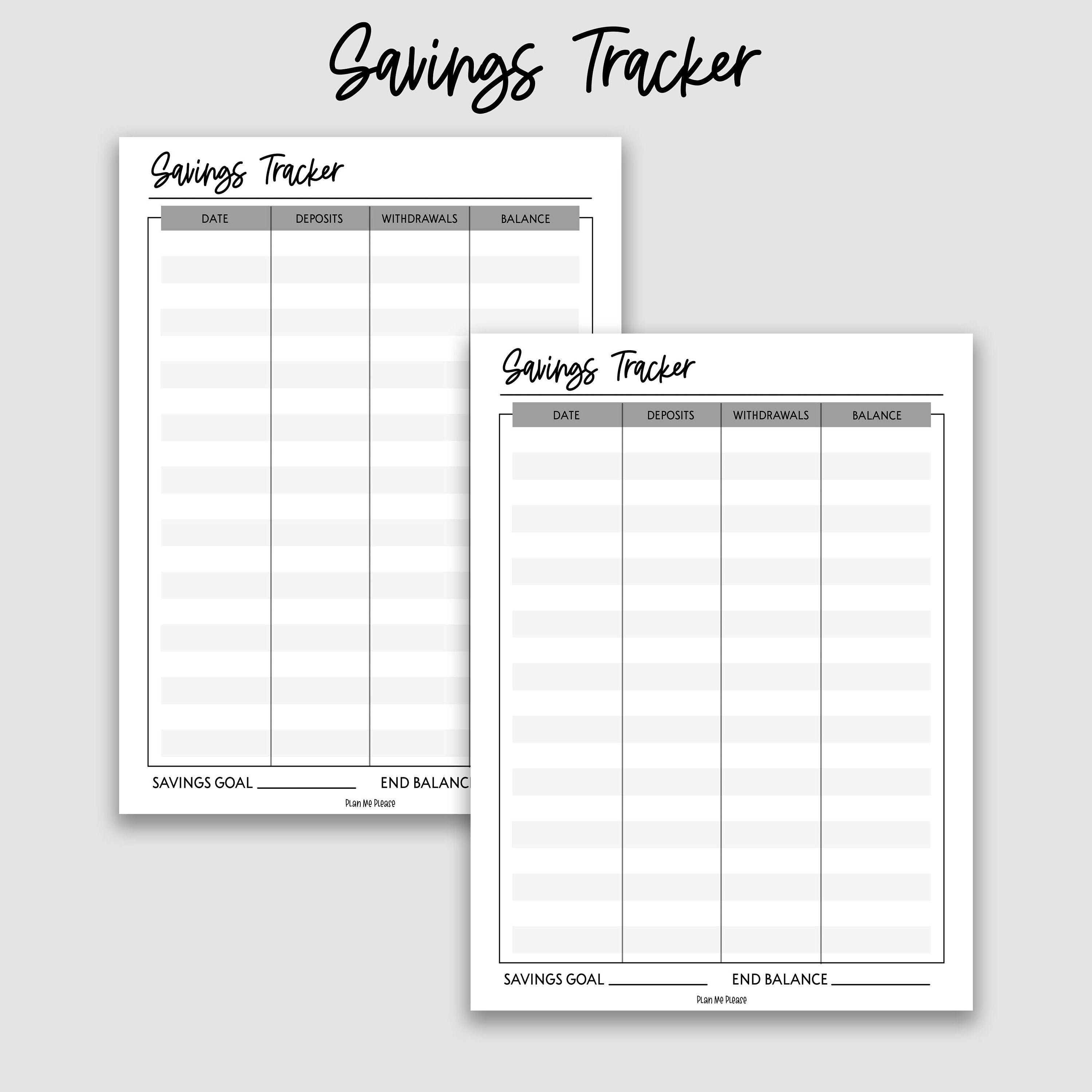 Savings Tracker Printable Saving Goal Worksheet | Etsy