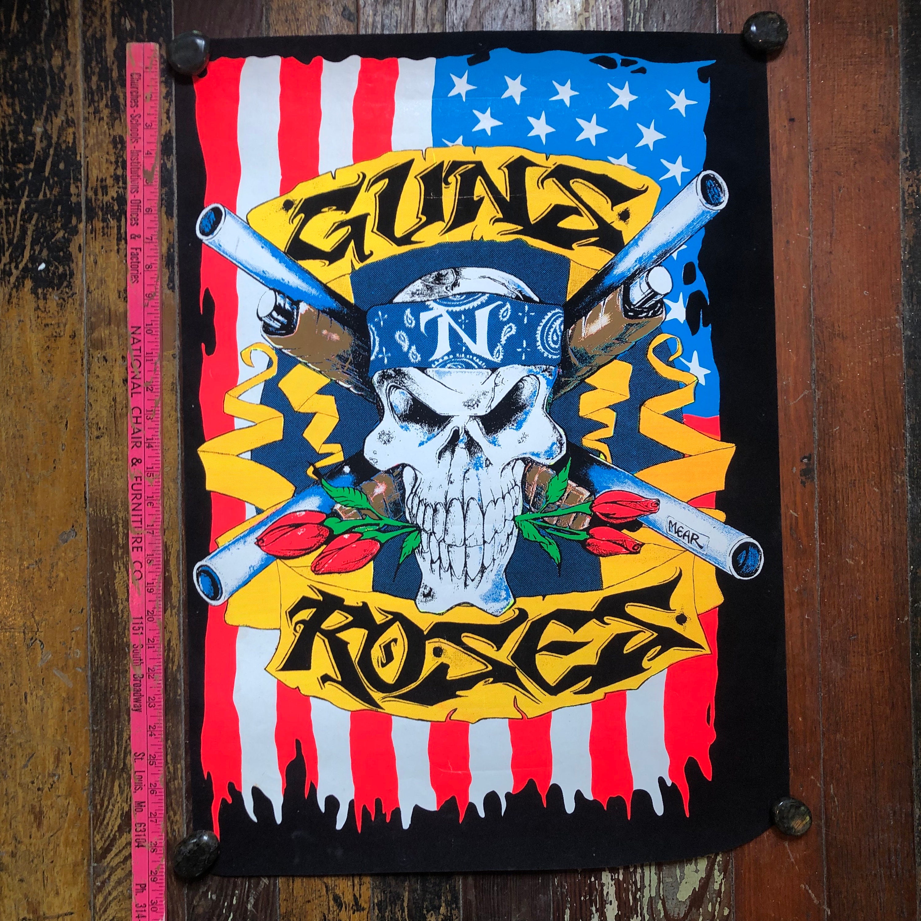 Vintage Felt Blacklight Guns N Roses Poster - Etsy