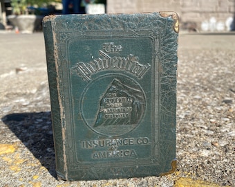 Vintage Buchbank mit The Prudential Versicherung Co. of America Werbung