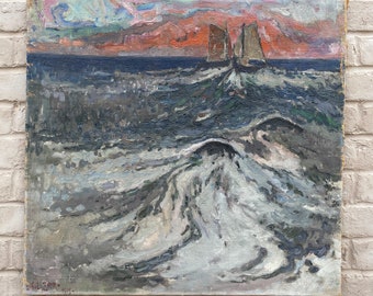 Emil Zoir óleo sobre lienzo de Crashing Waves fechado en 1915