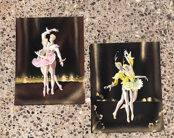 Vintage MCM Ballerina Paintings Unframed and Signed by Artist