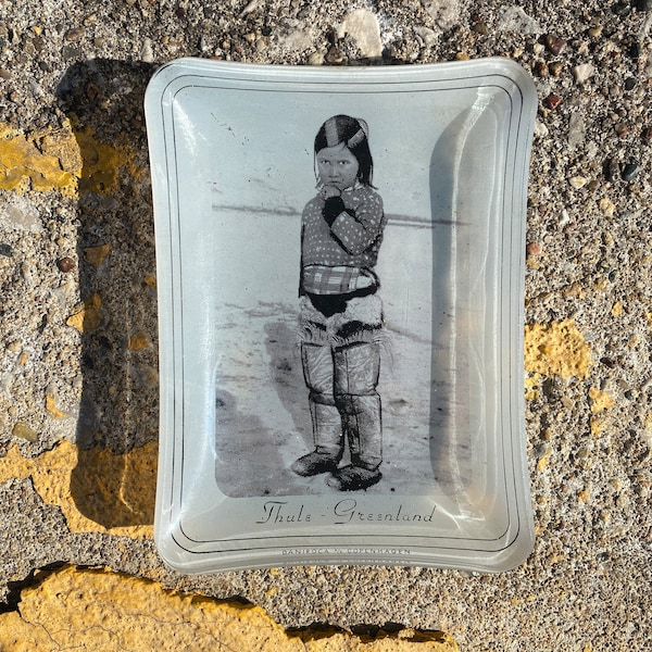 Inuit Boy from Thule Greenland on glass dish