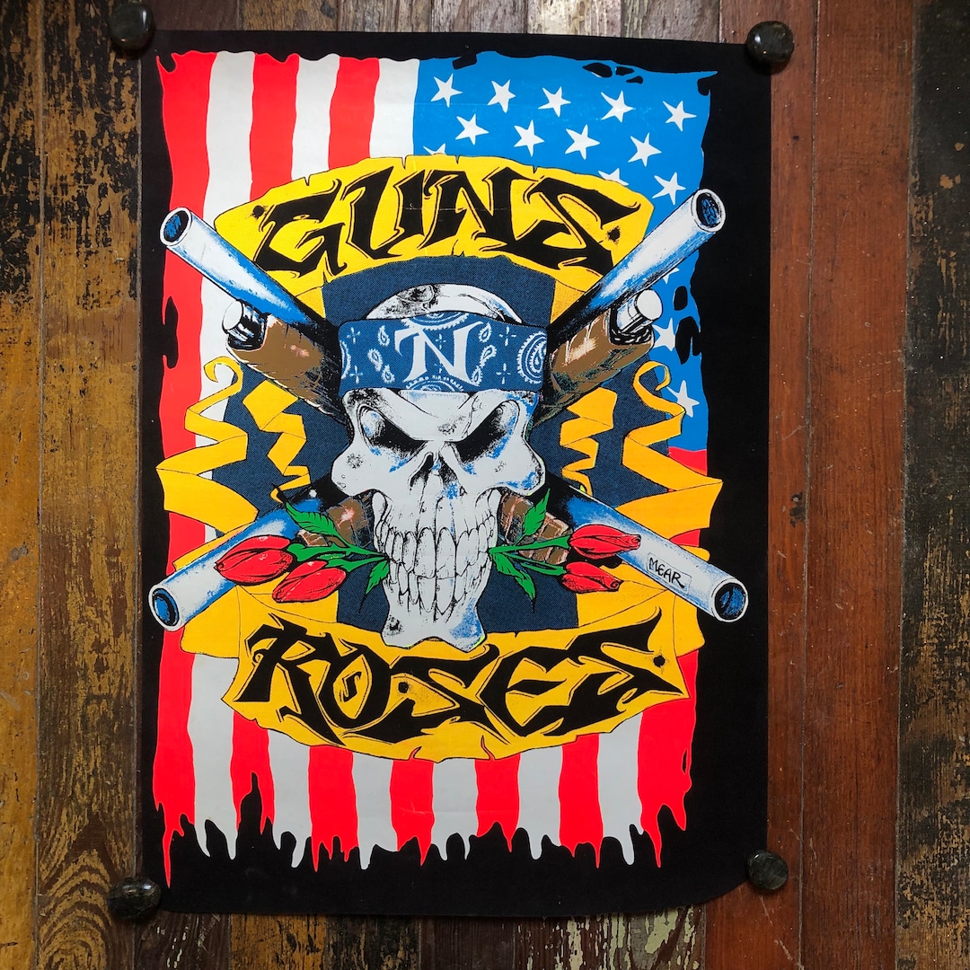 Vintage Felt Blacklight Guns N Roses Poster - Etsy