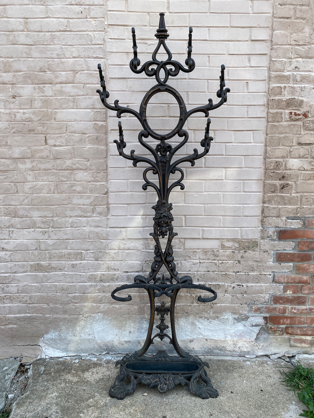 Vintage wrought iron coat rack hotsell