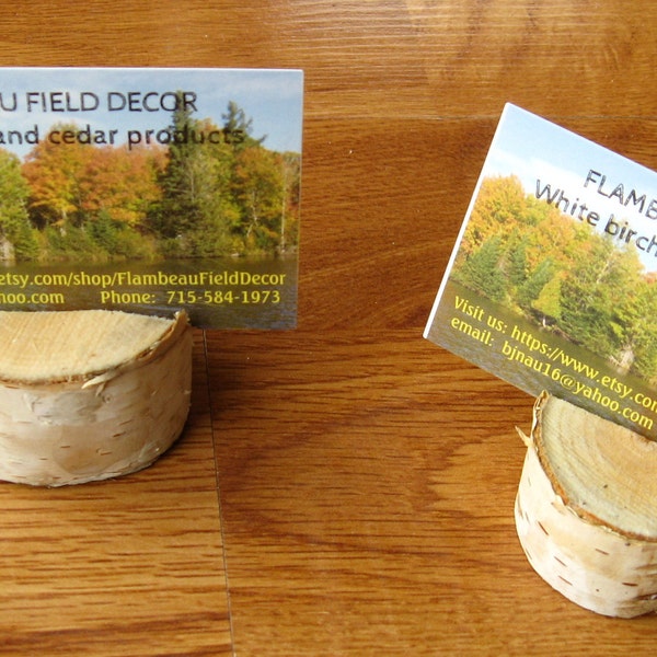 Neat white birch place card holders