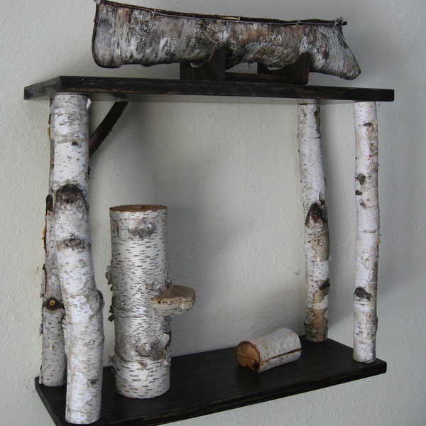 Unique white birch shelf