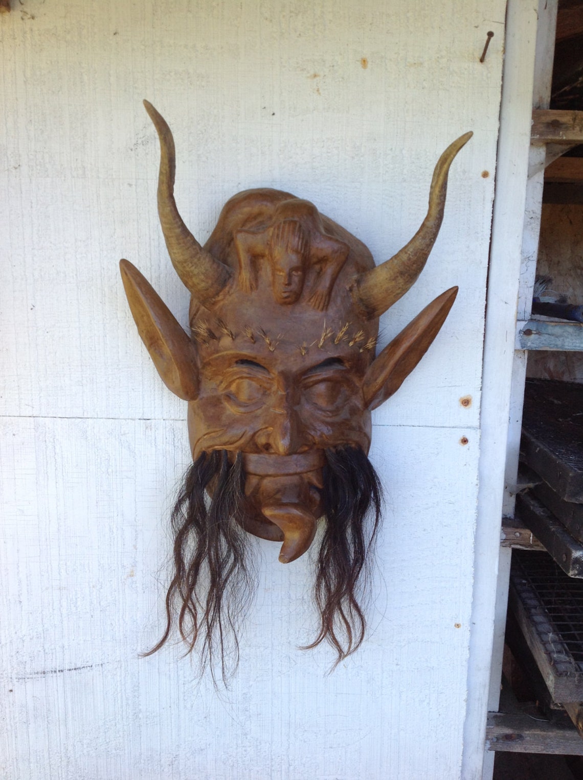 Horned mask devil horn mask Halloween devil mask vintage Etsy