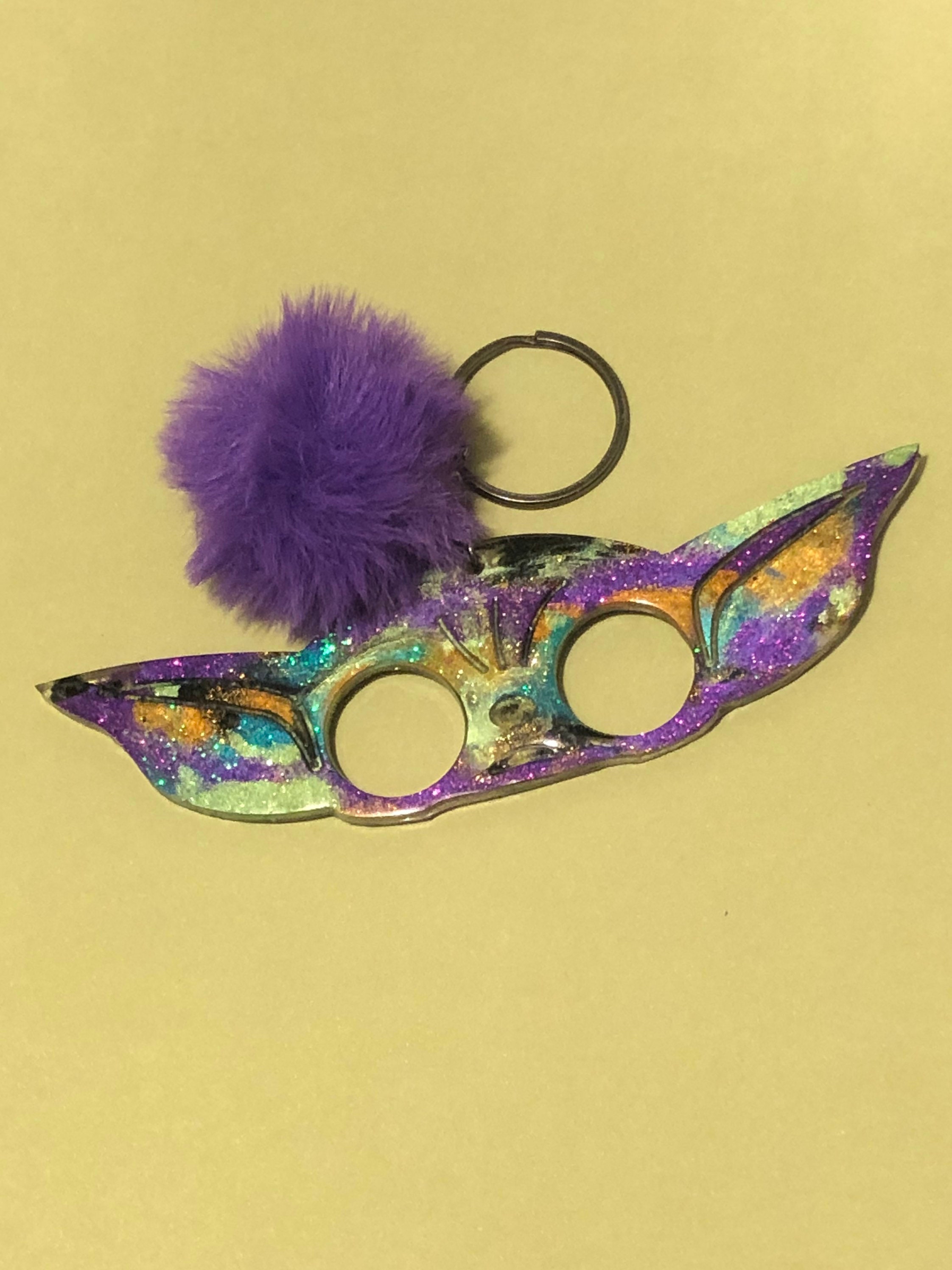 Customized personal protection keychain. Glitter inks and Etsy