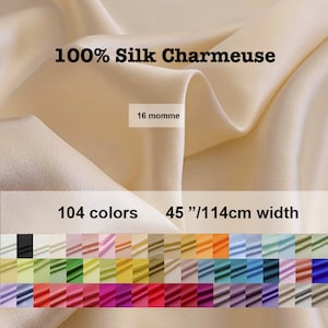 104 colors -16 Momme Solid Silk Charmeuse Satin Fabric