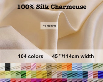 104 colors -16 Momme Solid Silk Charmeuse Satin Fabric