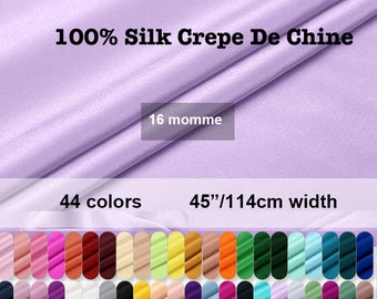 44 Colors- Solid 100% Silk Crepe De Chine Fabric 16 momme Pure Silk