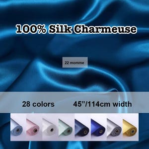 28 Colors- 22 momme Solid Pure Mulberry Silk Satin/Charmeuse Fabric