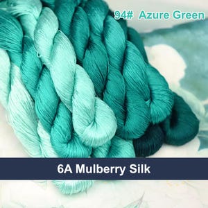 Pure silk thread for embroidery, Azure Green Shades Silk Embroidery Thread, Hand Dyed Embroidery Thread