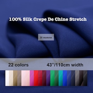 22 Colors- Stretch 30 Momme 100% Silk Heavy Crepe De Chine Fabric Solid