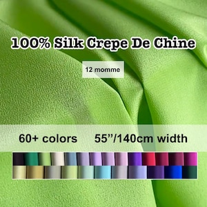 60 kleuren - 12 mmme effen 100% zijde crêpe de Chine