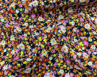 100% Linen Fabric Allover Floral Linen For Summer Dress- 1/2 yard