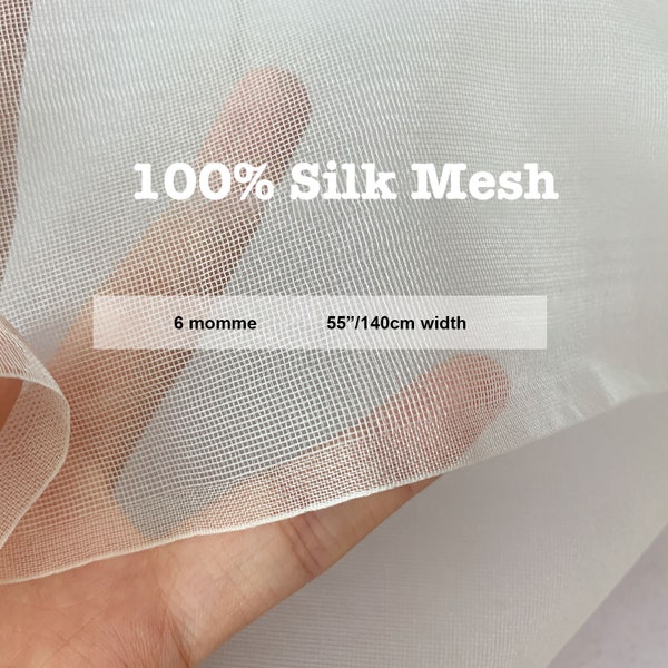 pure 100 Silk Mesh Tulle Solid Black White Silk Fabric 100% Pure Silk 6 Momme