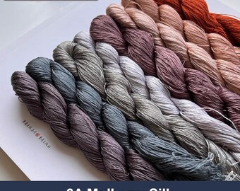 Pure silk thread for embroidery, Morandi II Shades Silk Embroidery Thread, Hand Dyed Embroidery Thread