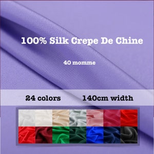24 Colors- 40 Momme Heavy 100% Silk Crepe De Chine Fabric Solid