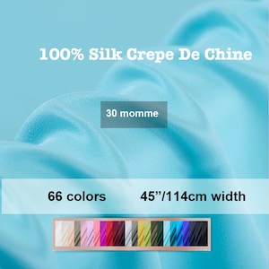 66 Colors- 30 Momme 100% Silk Heavy crepe de chine Fabric Solid