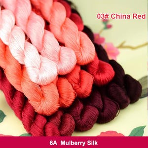 Pure silk thread for embroidery, China Red shades Silk Embroidery Thread, Hand Dyed Embroidery Thread