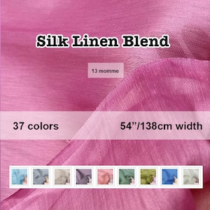 37 Colors - Hand Dyed Solid Silk Linen Blend Fabric - 19.6&quot;/50cm