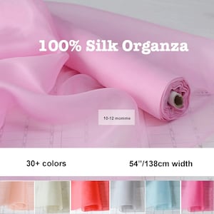 30+ Colors- Solid Organza Satin Silk Fabric 9-12 Momme 100% Silk 54&quot;/138cm width