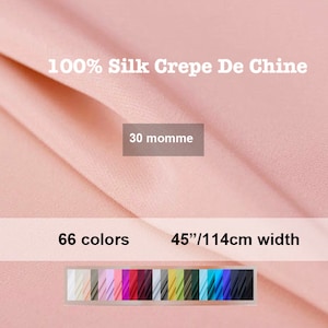 66 Colors- 30 Momme 100% Silk Heavy crepe de chine Fabric Solid