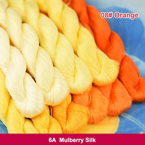 Pure silk thread for embroidery, Yellow Orange shades Silk Embroidery Thread, Hand Dyed Embroidery Thread