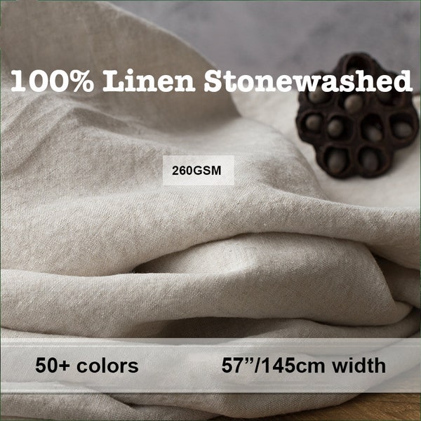 50+ Colors 100% Linen Fabric Stonewashed Linen Pure Linen Flax Heavy Upholstery - 1/2 yard