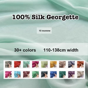 34 Colors- Solid Silk Georgette Fabric 100% Pure Silk 10 Momme