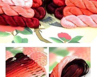 刺繍用純絹糸、中国産赤系シルク刺繍糸、手染め刺繍糸 - Etsy 日本