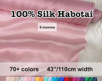 72 colors -8 Momme Solid Silk Habotai Fabric Lining Fabric