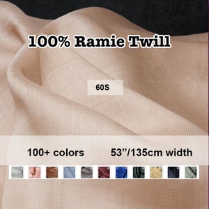 100+ Farben 60er Jahre Dünner 100% Ramie Twill Stoff für Sommer Hanf Leinen Umweltfreundlicher Stoff - 1/2 Yard