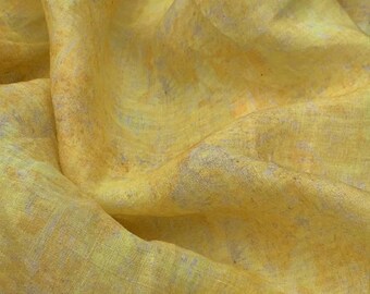 100% Ramie Fabric Pastel Yellow Floral Fabric For Summer Dress