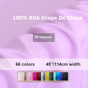 66 Colors- 30 Momme 100% Silk Heavy crepe de chine Fabric Solid