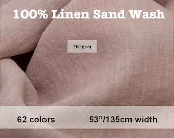 Pre Washed Linen Fabric - Thin Solid Linen, 62 Colors, 53" Wide (1/2 Yard)