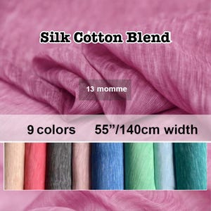 9 Colors- Hand Dyed Solid Silk Linen Blend Fabric - 19.6"/50cm
