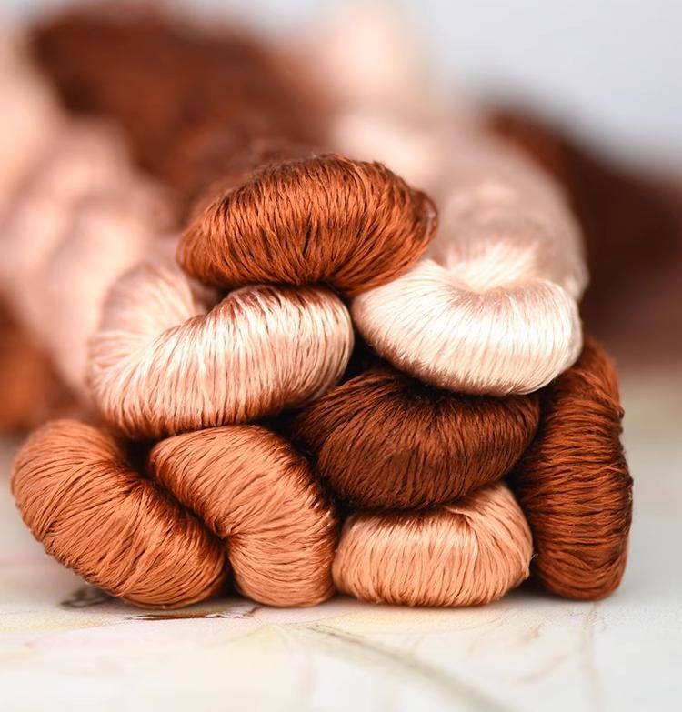 8 Kleuren Zijdedraad van 100% Moerbeizijde - 22 m per Kleur