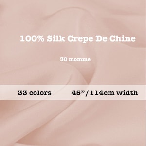 33 Colors- 30 Momme 100% Silk Heavy Crepe De Chine Fabric Solid